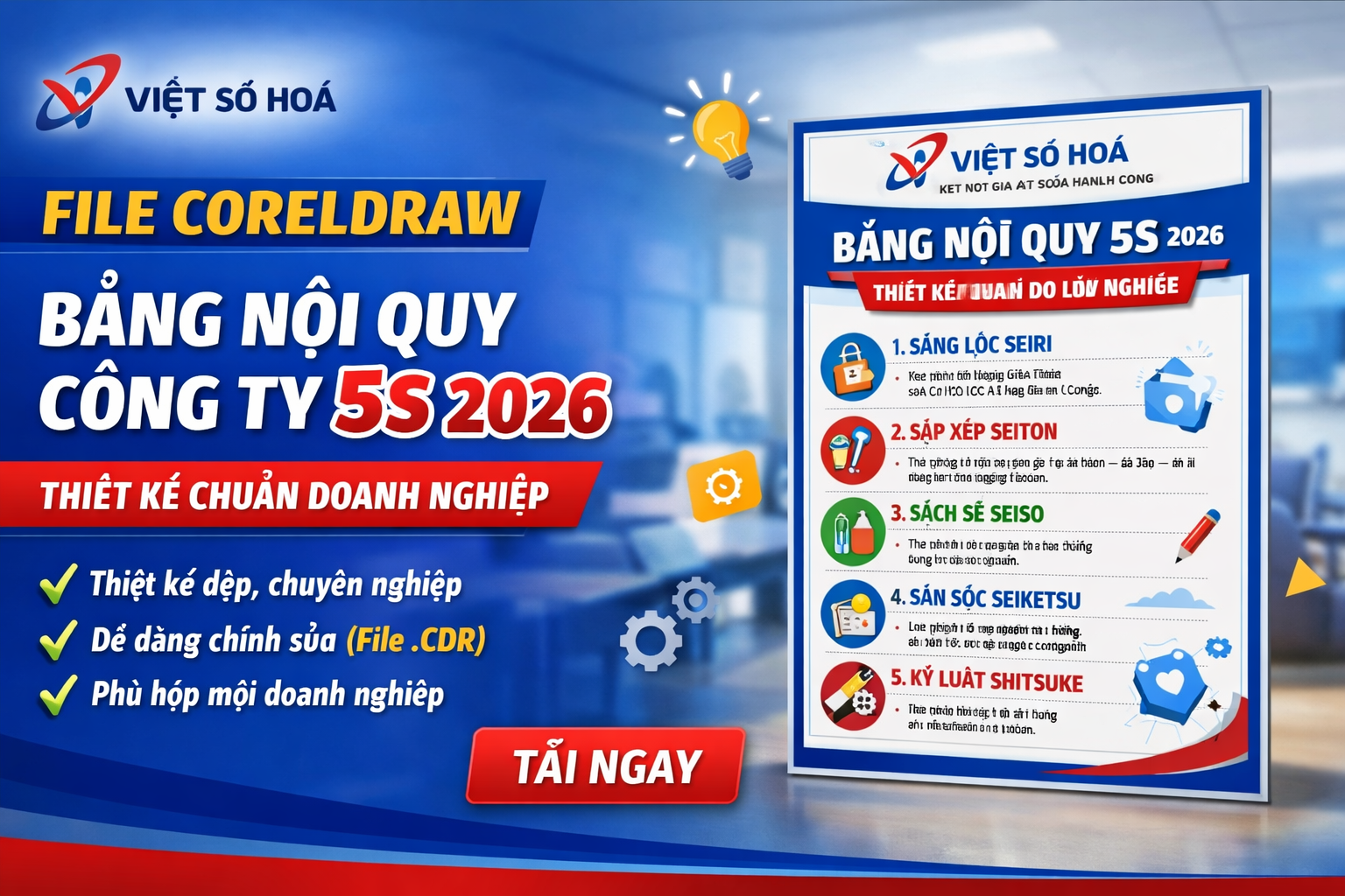 File Corel Bảng Nội Quy Công Ty 5S 2026
