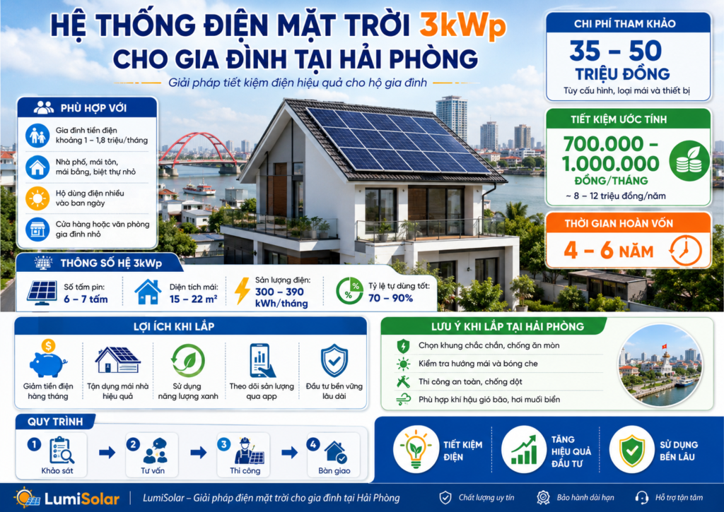 Hệ Thống Điện Mặt Trời 3kWp Cho Gia Đình Tại Hải Phòng
